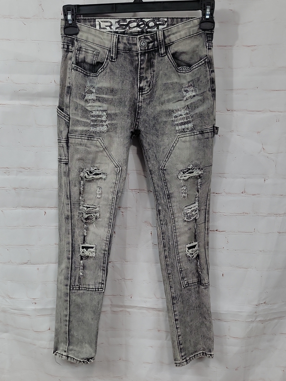 Kids Distressed Grey Skinny Jeans - R Scoop